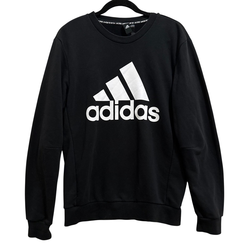 Adidas Essentials Badge of Sport Crewneck Sweatshirt Logo Black Small DT9941